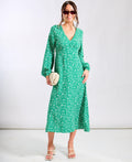 Green Spot Empire Waist Midi Dress - 16