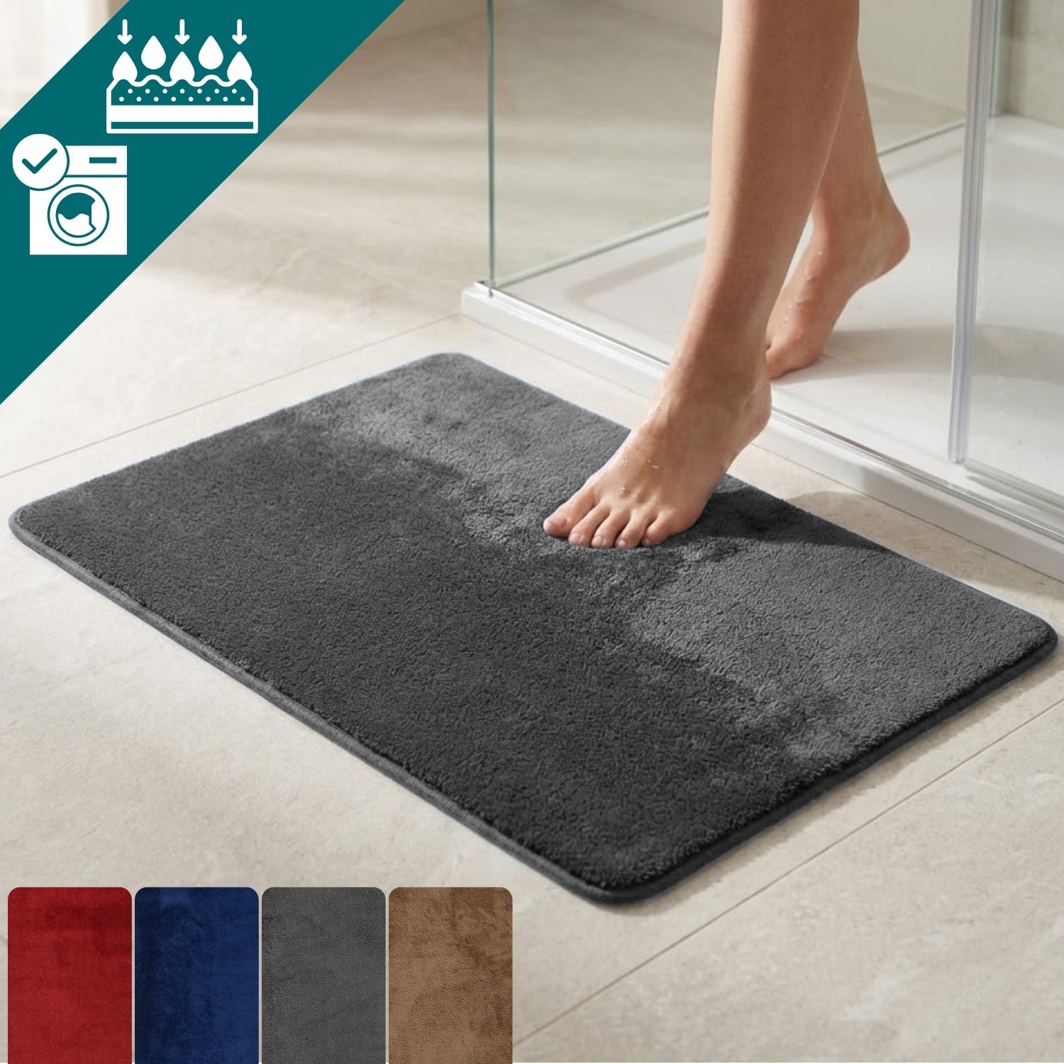 Tappeto Bagno antiscivolo Linosa asciugapasso ingresso tappeto MAGICO in microfibra - Grigio / 50X80