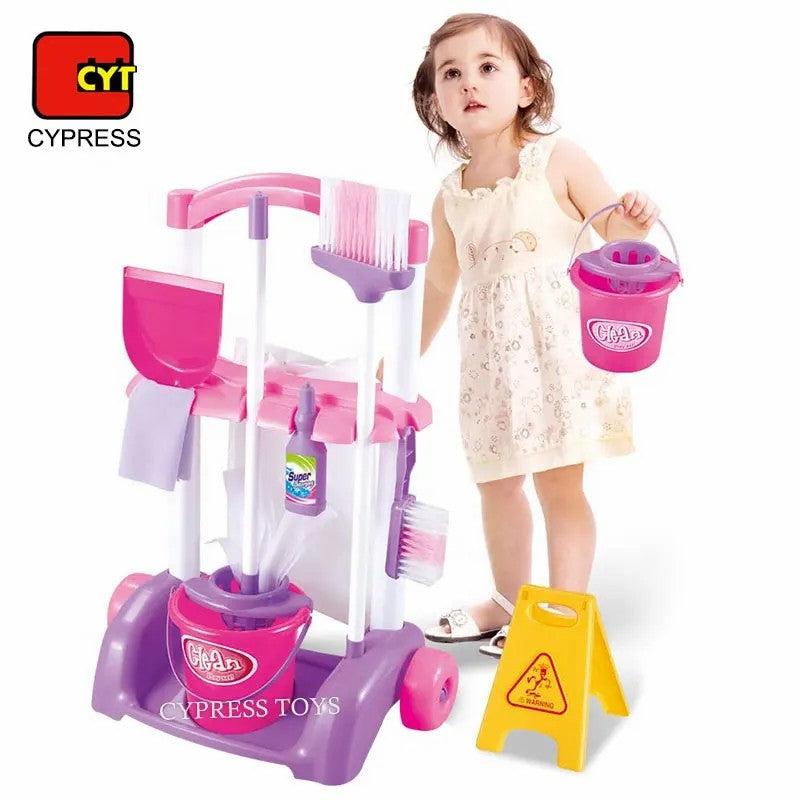 Kids Cleaning Toy Set 29PCS, Toddler Cleaning Set with Broom and Dustpan Set, Housekeeping Pretend Play Toys with Kids Vacuum, Duster, Brush, - PINK