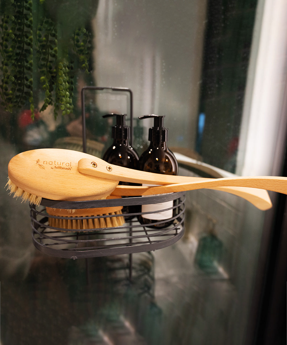 Natural by Hillbrush Long Handled Bath Brush Stiff - Stiff - 100% FSC® Certified Beechwood / Tampico / 7cm 45cm 6.5cm 0.221kg