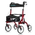 HFK-9211 Dual-Brake Shock-Absorbing Rollator Walker 10" Wheels - Red