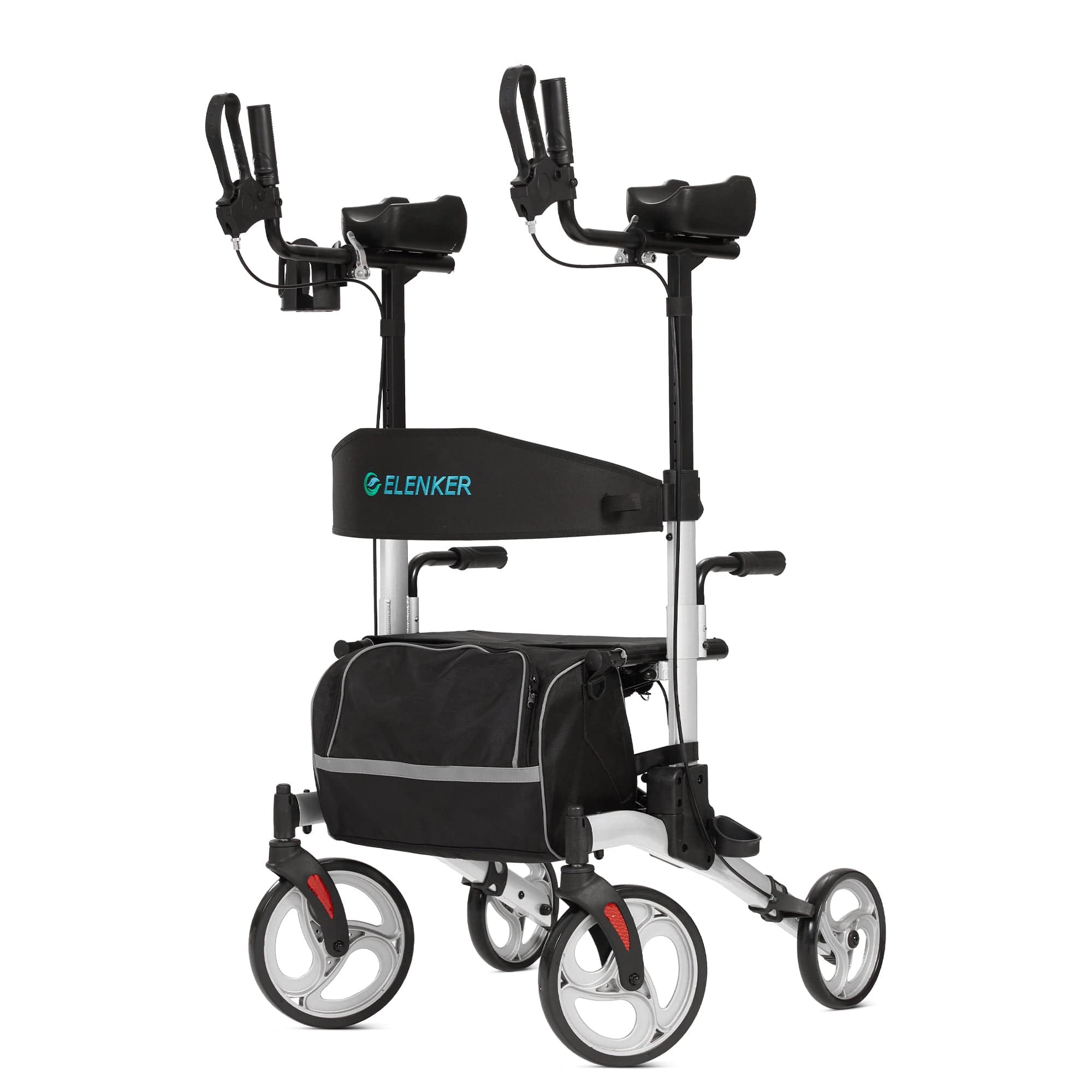 HFK-9240 Dual-Brake Upright walker 10" wheels - White