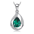 Elegant 3Ct Green Simulated Nano Emerald Pendant Necklace in 925 Sterling Silver for Women - Chic Pear Shaped Gemstone Design (Chain Not Included)