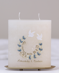Hochzeitskerze „Amanda & Cedric“ creme – personalisiert mit Namen & Datum