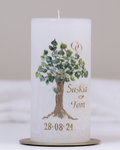 Hochzeitskerze „Saskia & Tom“ weiß – personalisiert mit Namen & Datum