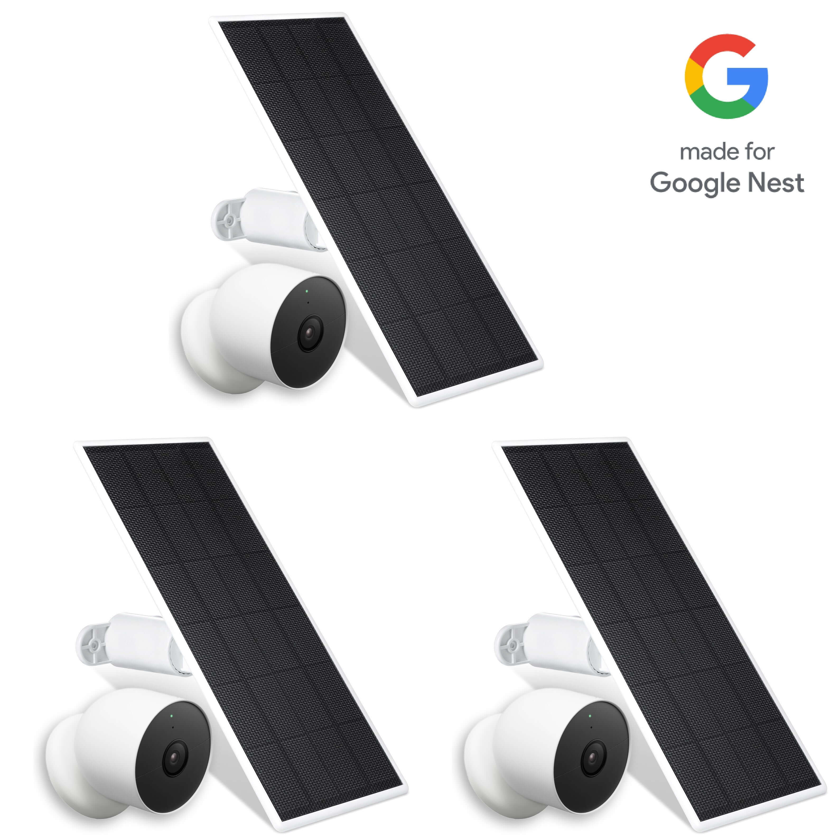 Google Nest Cam (Battery) + Wasserstein Solar Panel Bundle | Made for Google - 3-Pack