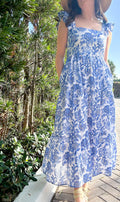 THE CHARLESTON DRESS CORNFLOWER FLORAL - M