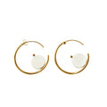 Round Moon Hoop Earring - Polished Brass