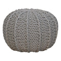 Grey Knitted Round Pouffe