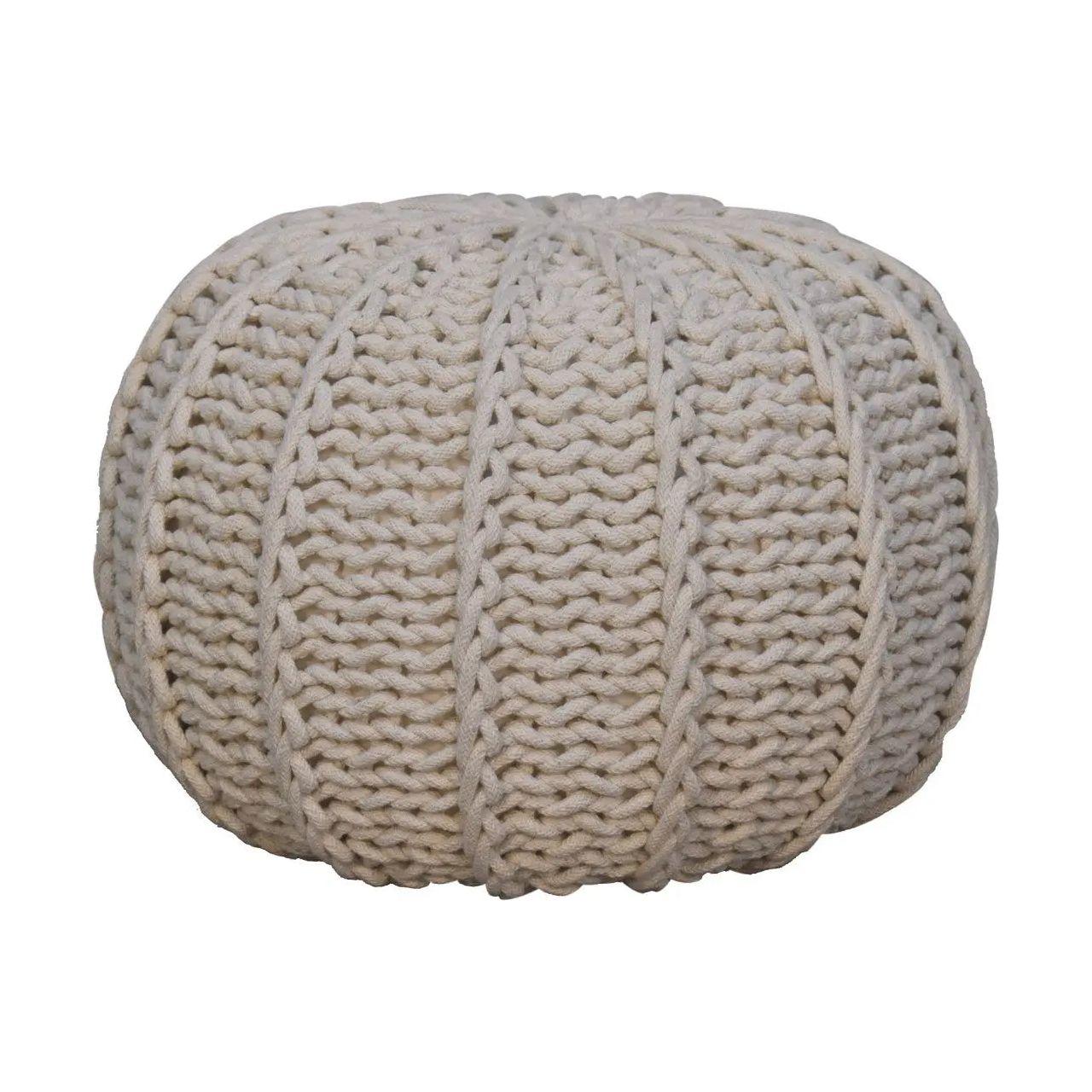 Cream Cable Pouffe