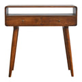 Chestnut Console Table - 100% Solid Mango Wood, Nordic Design, 2 Drawers, Eco-Friendly, Storage for Living Room & Hallway