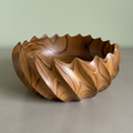FlowCarve Statement Hand-Carved Acacia Wood Sculptural Bowl – Artisan Serving & Centerpiece - 7in