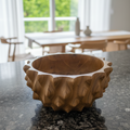 Sunburst Wood Bowl - Hand-Carved Acacia Wood Sculptural Bowl – Artisan Statement Serving & Décor Piece - Large