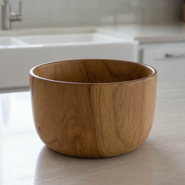 PureForm Handcrafted Solid Wood Bowl – Natural Grain Serving & Decorative Bowl - 6.5in