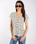 Ivory Floral Tiered Hem Top - 8
