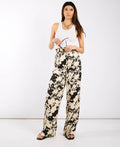 Black and Ivory Printed Wide Trousers - 12