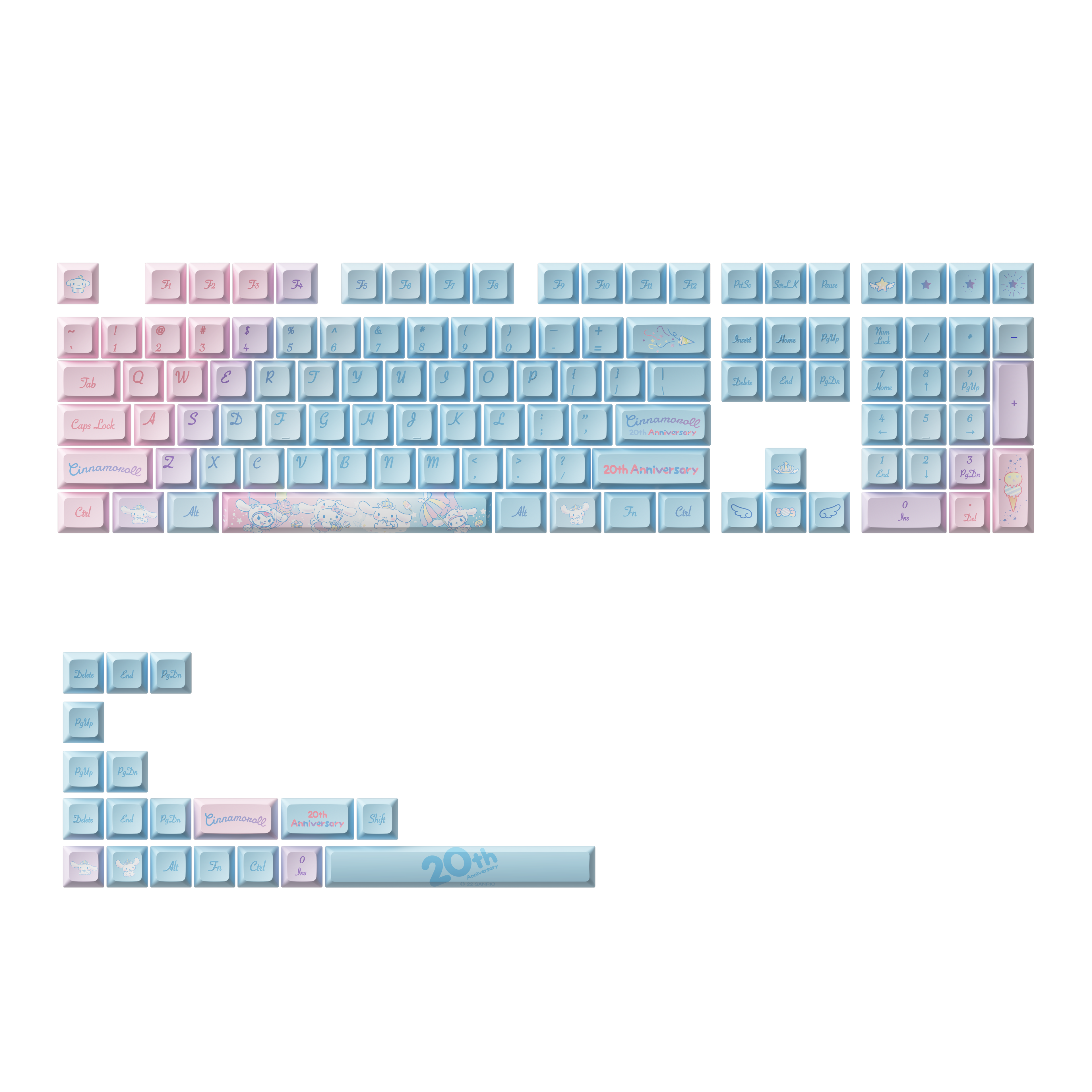 Cinnamoroll 20th Anniversary Rainbow Keycap Set - JDA