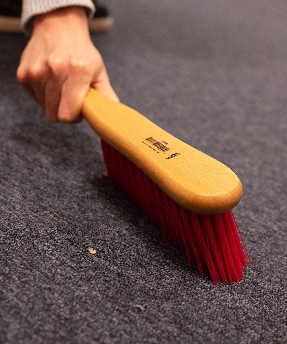 Finest by Hillbrush Quality Wooden Hand Brush  - Stiff - Red PVC / 280mm 52mm 77mm