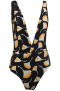 Jacky Deep Plunge One Piece Swimsuit - Ginkgo Black - Medium