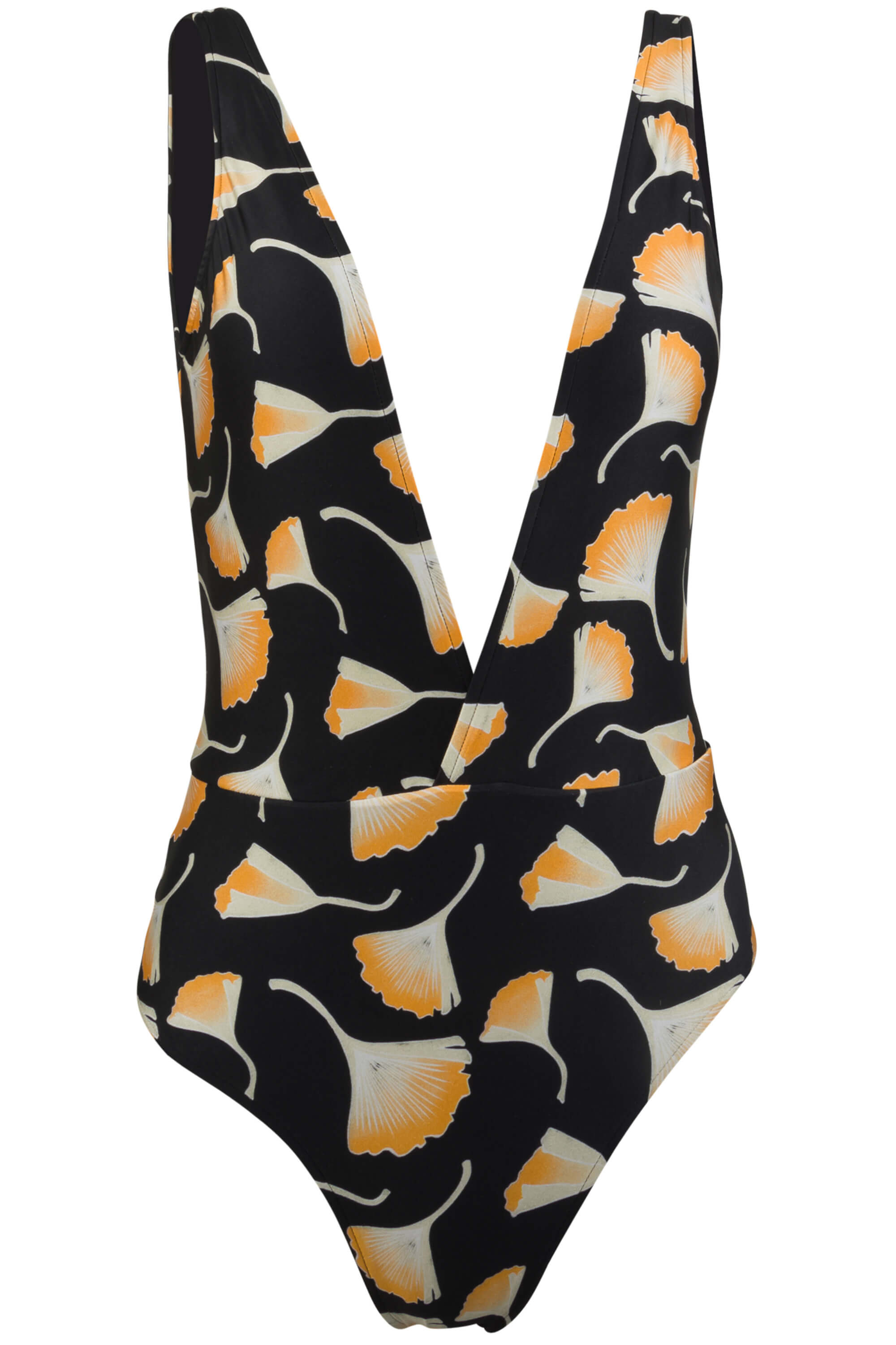 Jacky Deep Plunge One Piece Swimsuit - Ginkgo Black - Medium