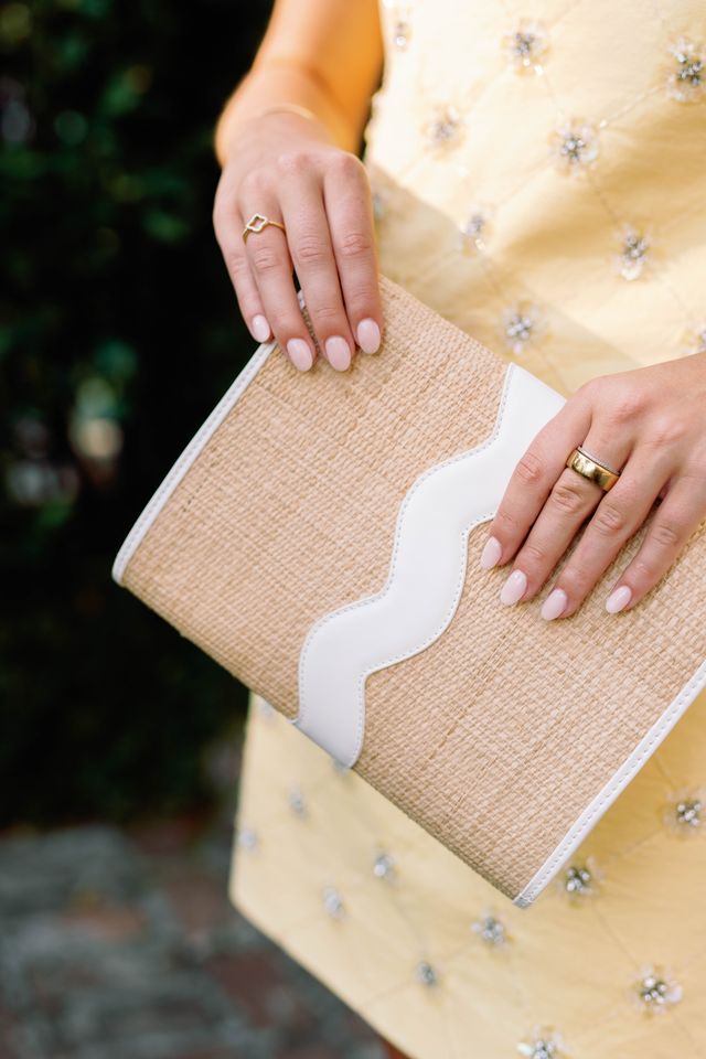 Allie Clutch - Rattan - French Blue