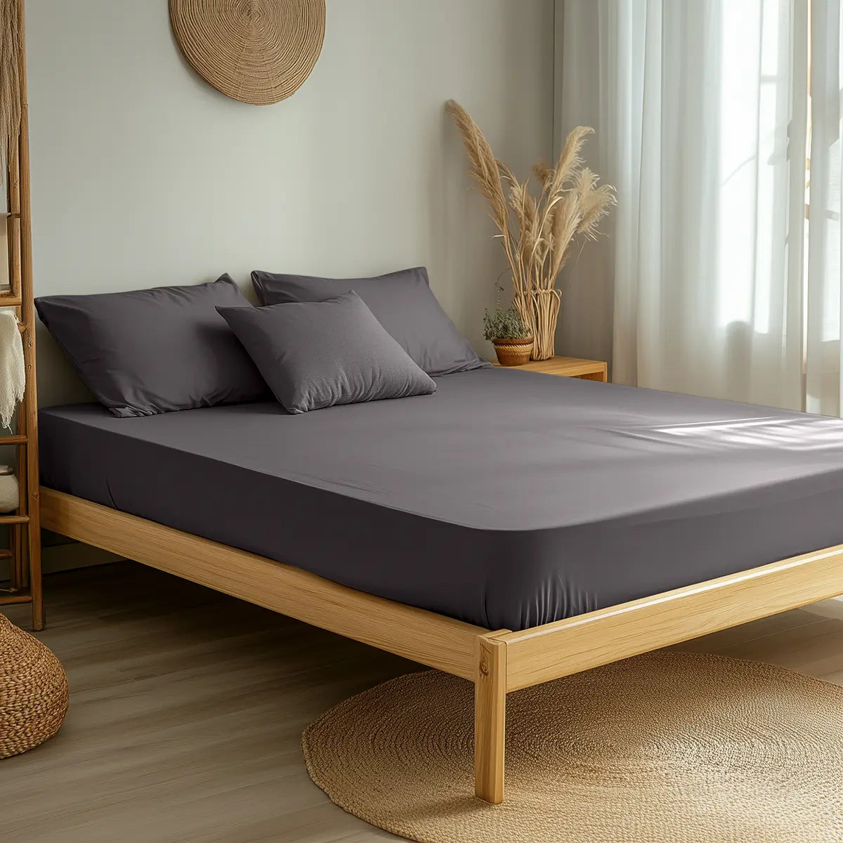 Fein-Jersey Spannbettlaken - Graphit / 90-100 x 200 cm