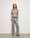 Coira Brown & Grey Superfine Cashmere Polo Shirt - S