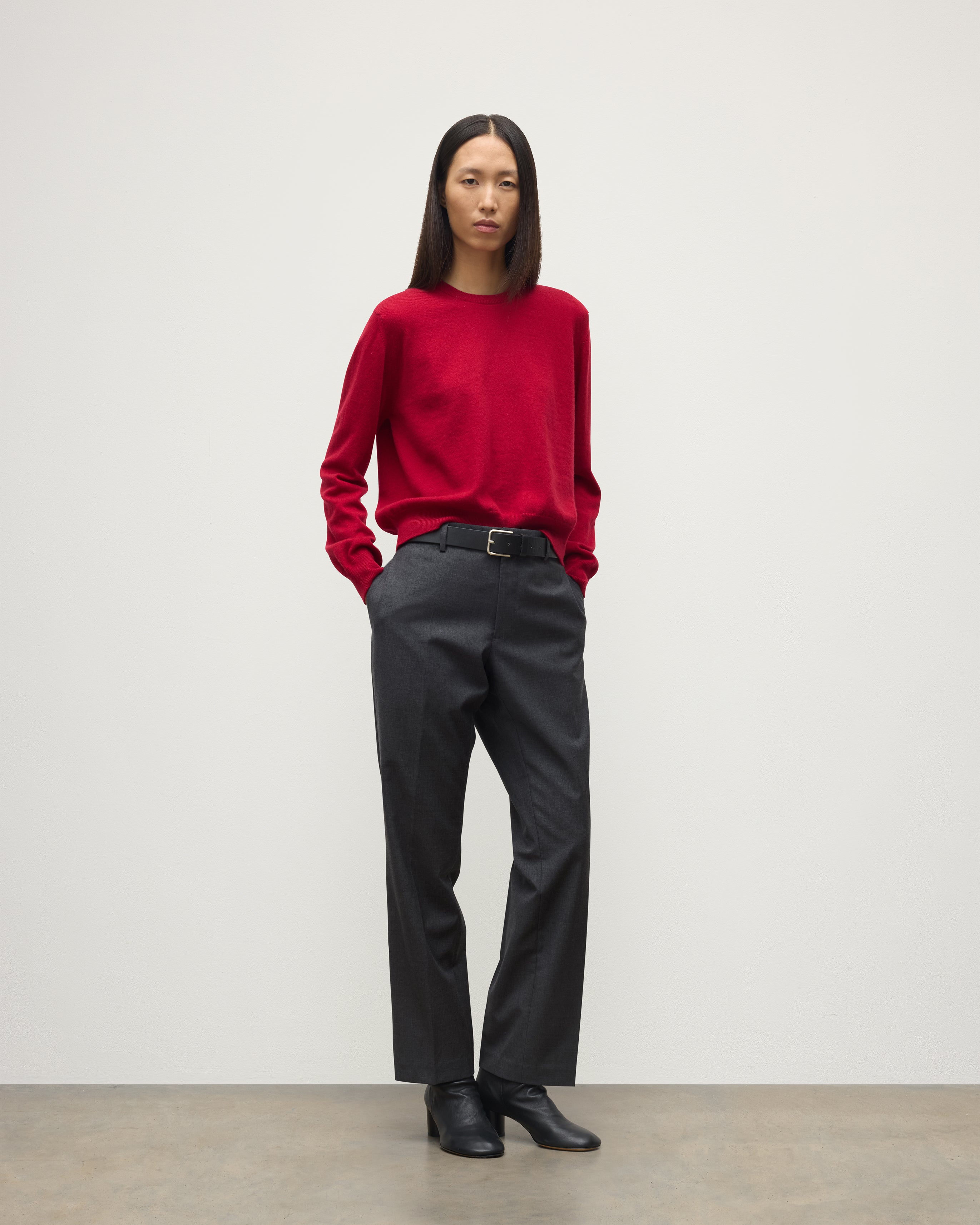 Lunan Classic Red Cashmere Crew Jumper - XXL