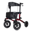 KLD-9212 All Terrain Dual-Brake Rollator Walker 12" Wheels - Red