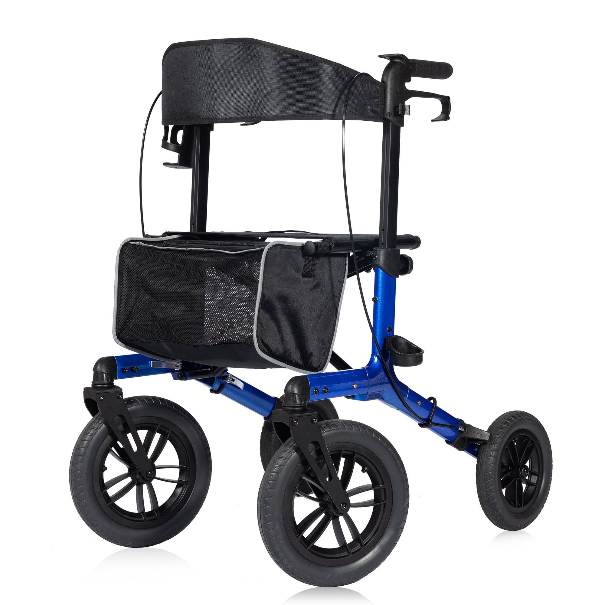KLD-9212 All Terrain Dual-Brake Rollator Walker 12" Wheels - Blue