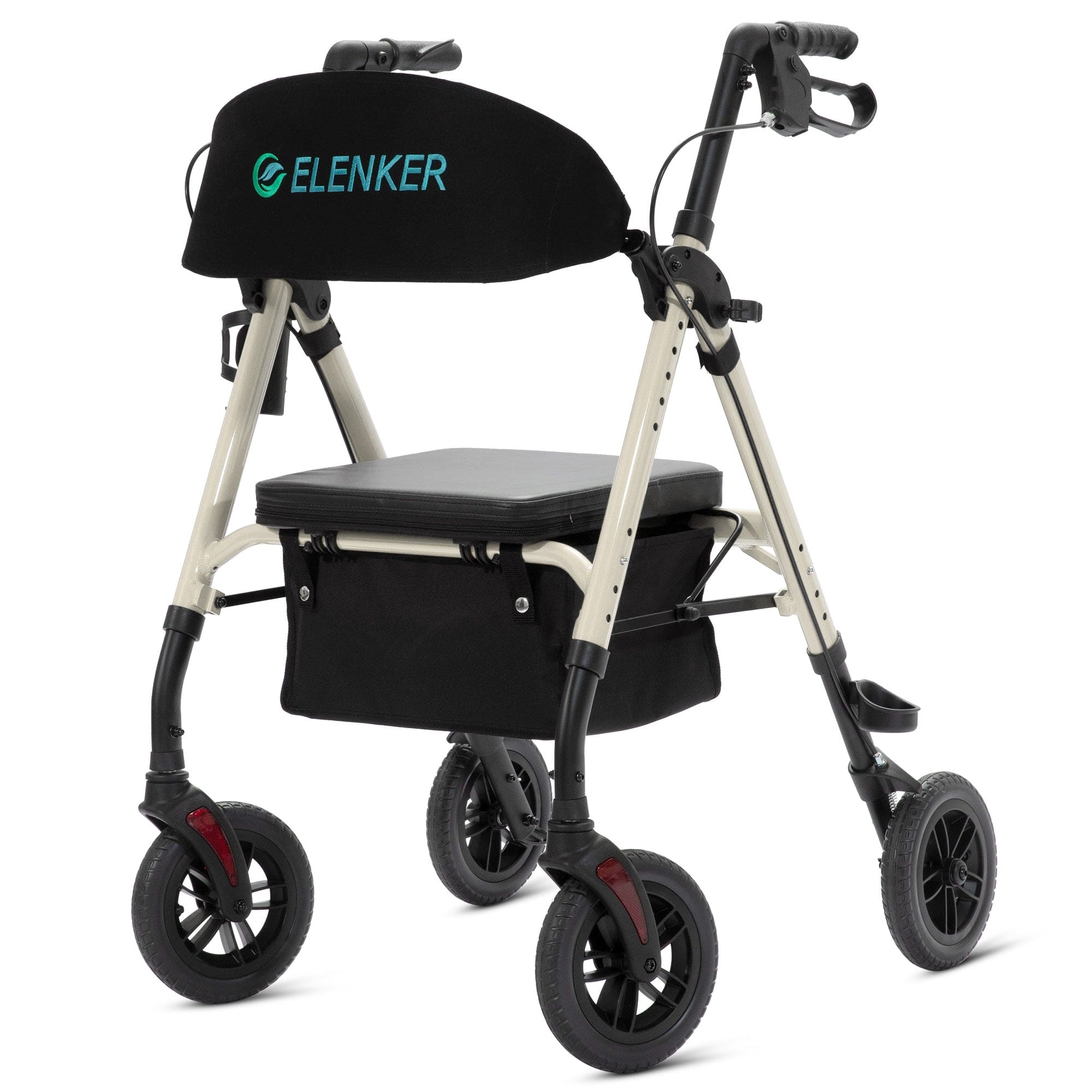 KLD-9218-10 All Terrain Dual-Brake Rollator Walker 10" Wheels - Champagne