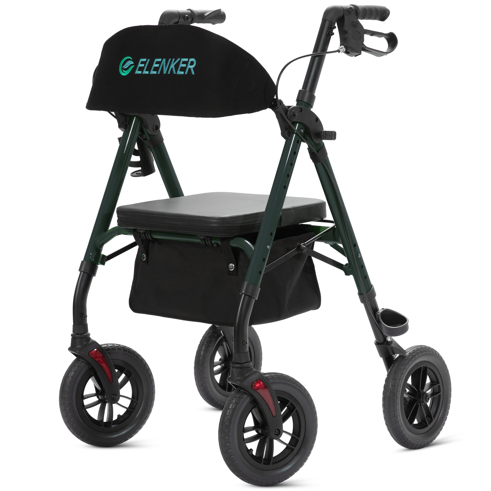 KLD-9218-10 All Terrain Dual-Brake Rollator Walker 10" Wheels - Green