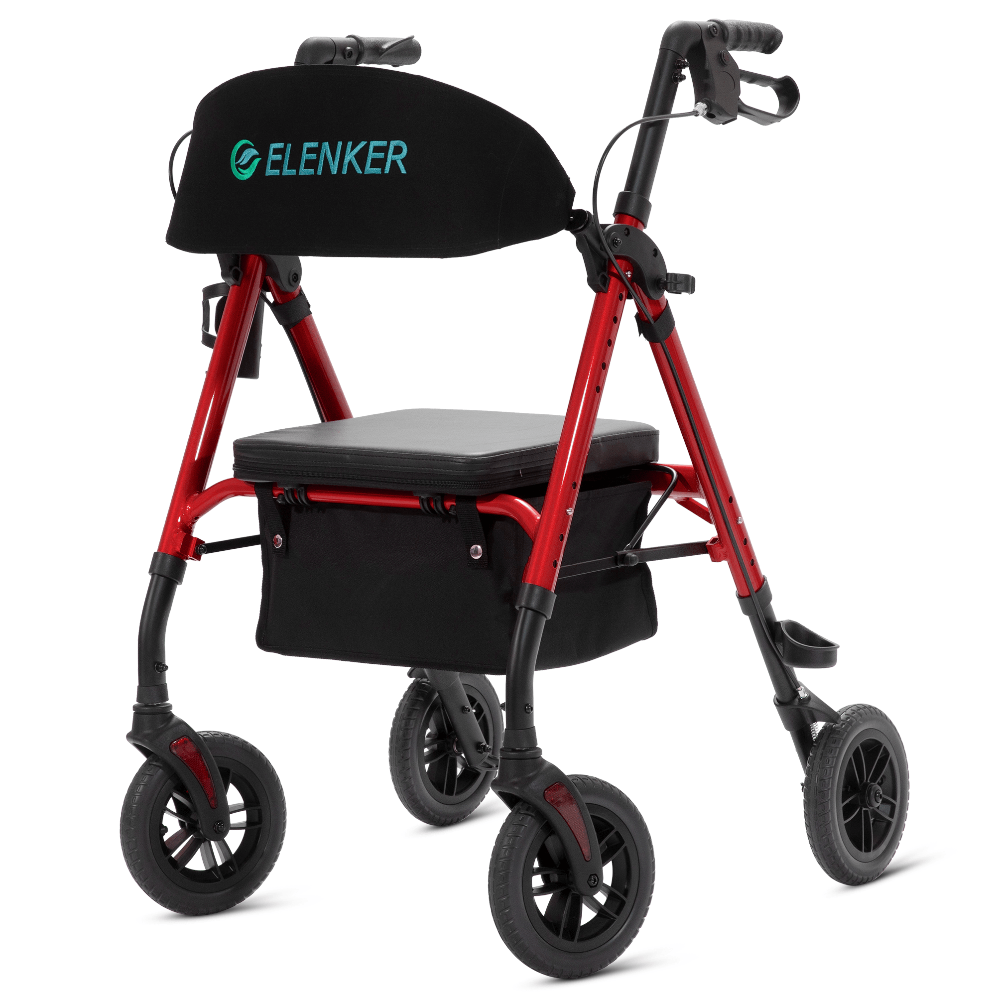 KLD-9218-10 All Terrain Dual-Brake Rollator Walker 10" Wheels - Red