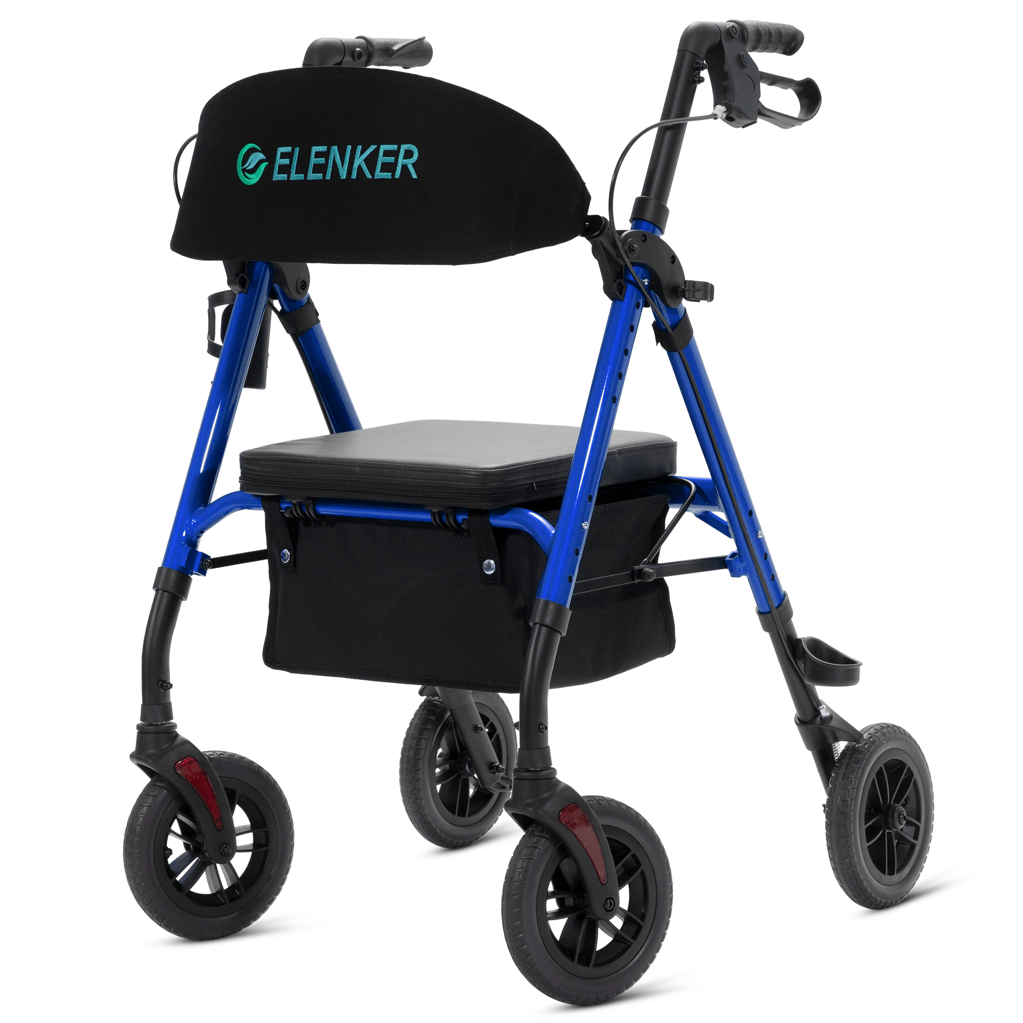 KLD-9218 All Terrain Dual-Brake Rollator Walker 8" Wheels - Blue