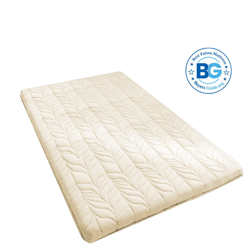 Classic Floor Mattress - Khaki / TWIN: 75"L x 39"W / Wheat Pattern (4 IN)-removable cover