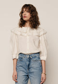Keira Split Collar Blouse In Cream - 10