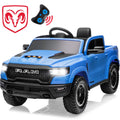 iYofe Ram Ride on Car Toys, 12V RAM 1500 Battery Powered Ride on Toy Truck with Remote Control, Electric Car for Kids Girls 3-5 w/ Bluetooth, - Blue