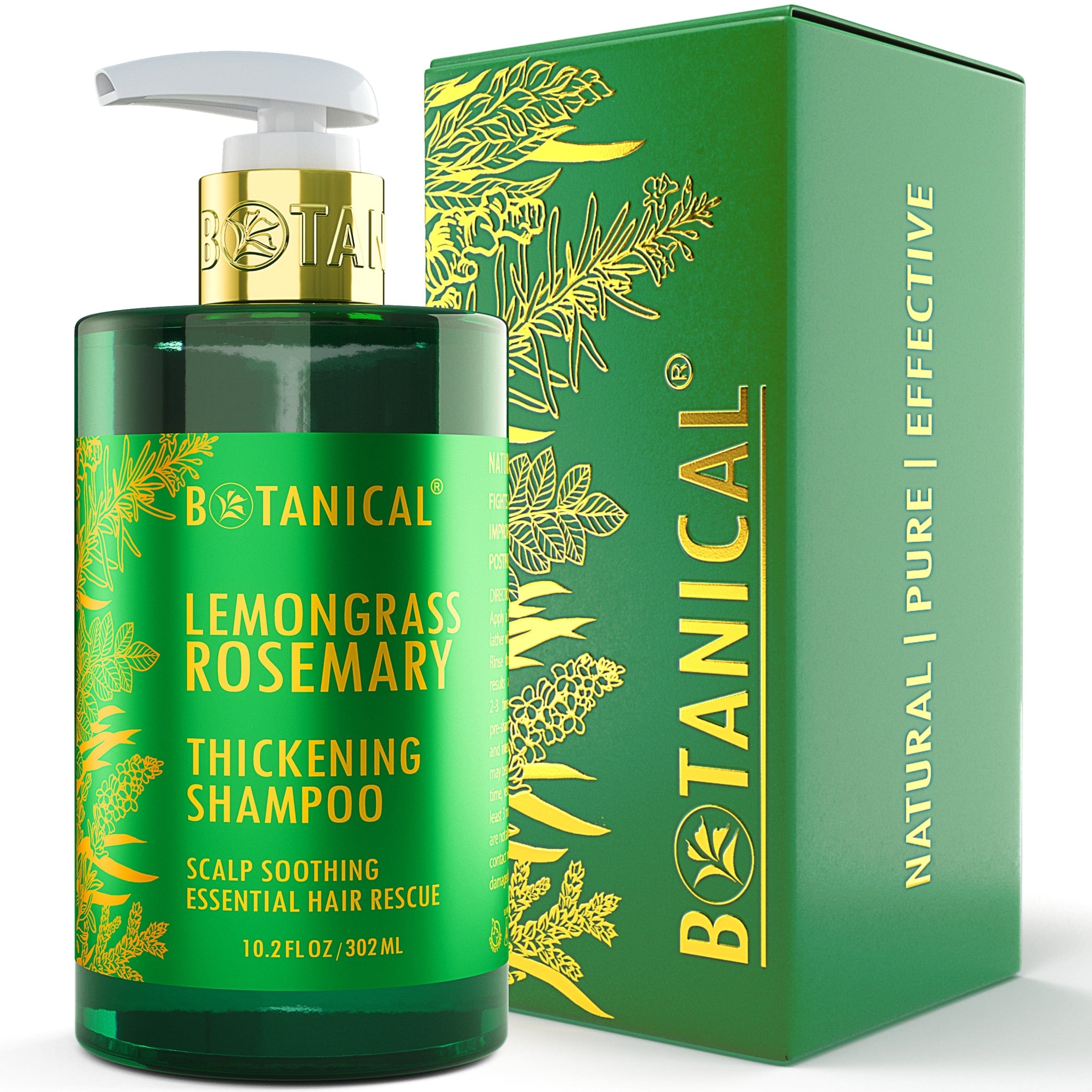 Shampoo for Thinning Hair & Hair Loss | Scalp Soothing | Lemongrass & Rosemary | SLS-Free | Essential Hair Rescue - Full Size (10.2 fl oz)