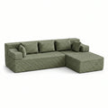 L-Shaped Sectional Couch (Corduroy) - Green / Corduroy