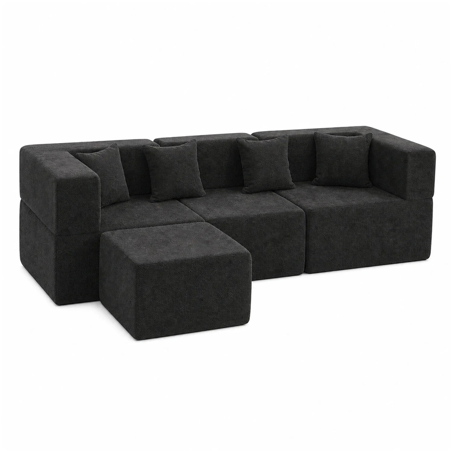 L-Shaped Modular Couch - Black / Chenille
