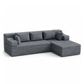 L-Shaped Sectional Couch (Corduroy) - Grey / Corduroy
