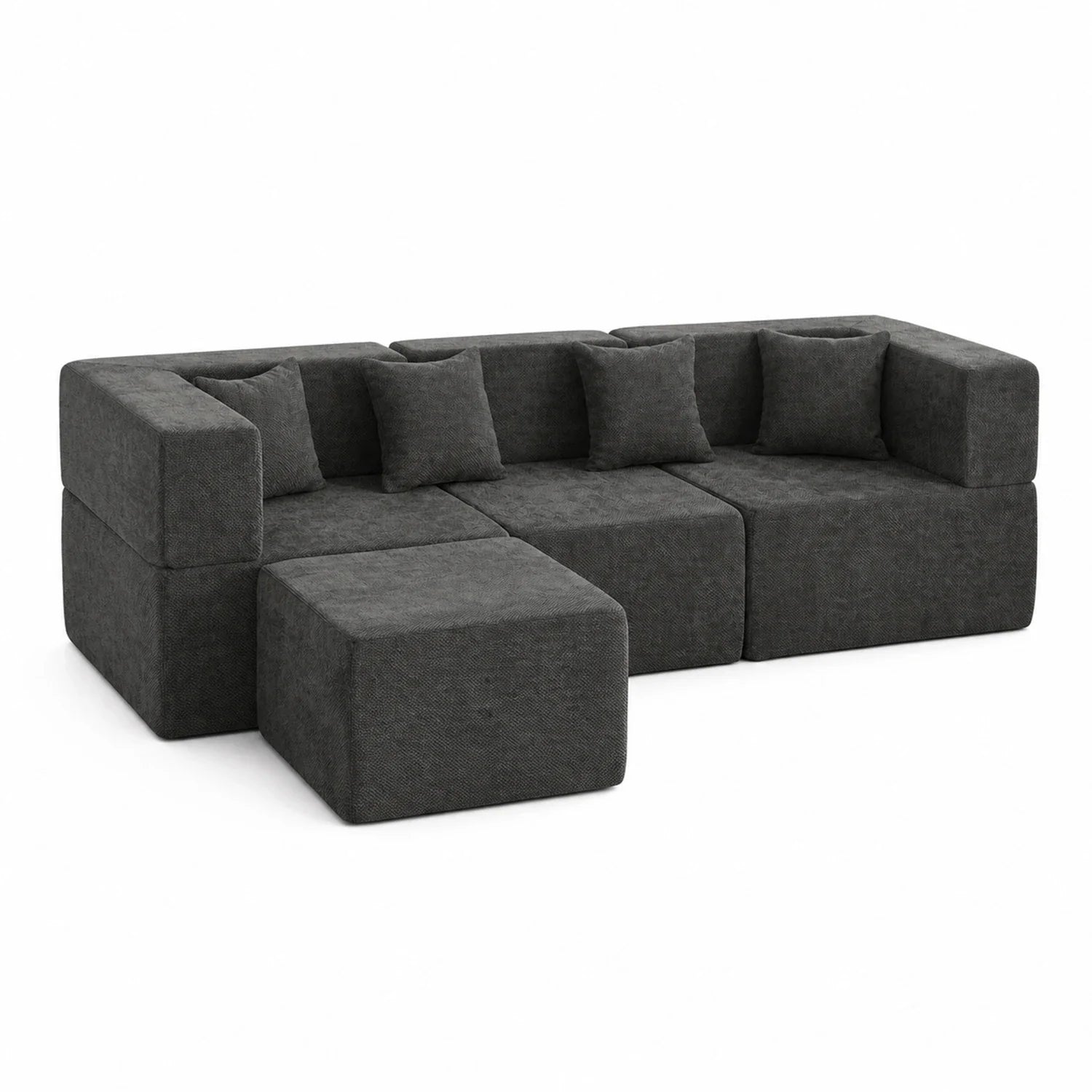 L-Shaped Modular Couch - Dark Grey / Chenille