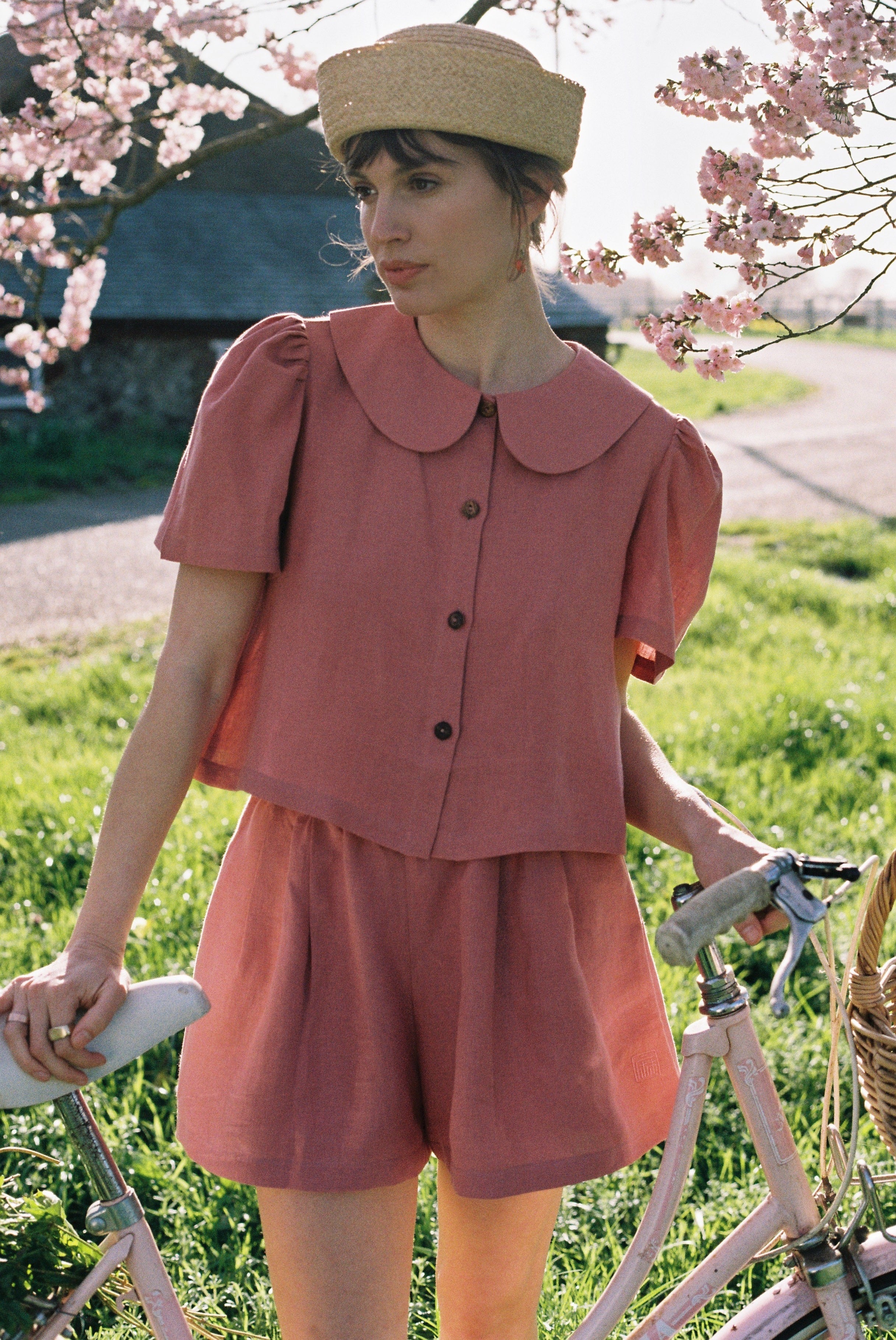 Olivia Linen Shorts - Berry - Made to Order - Berry / M
