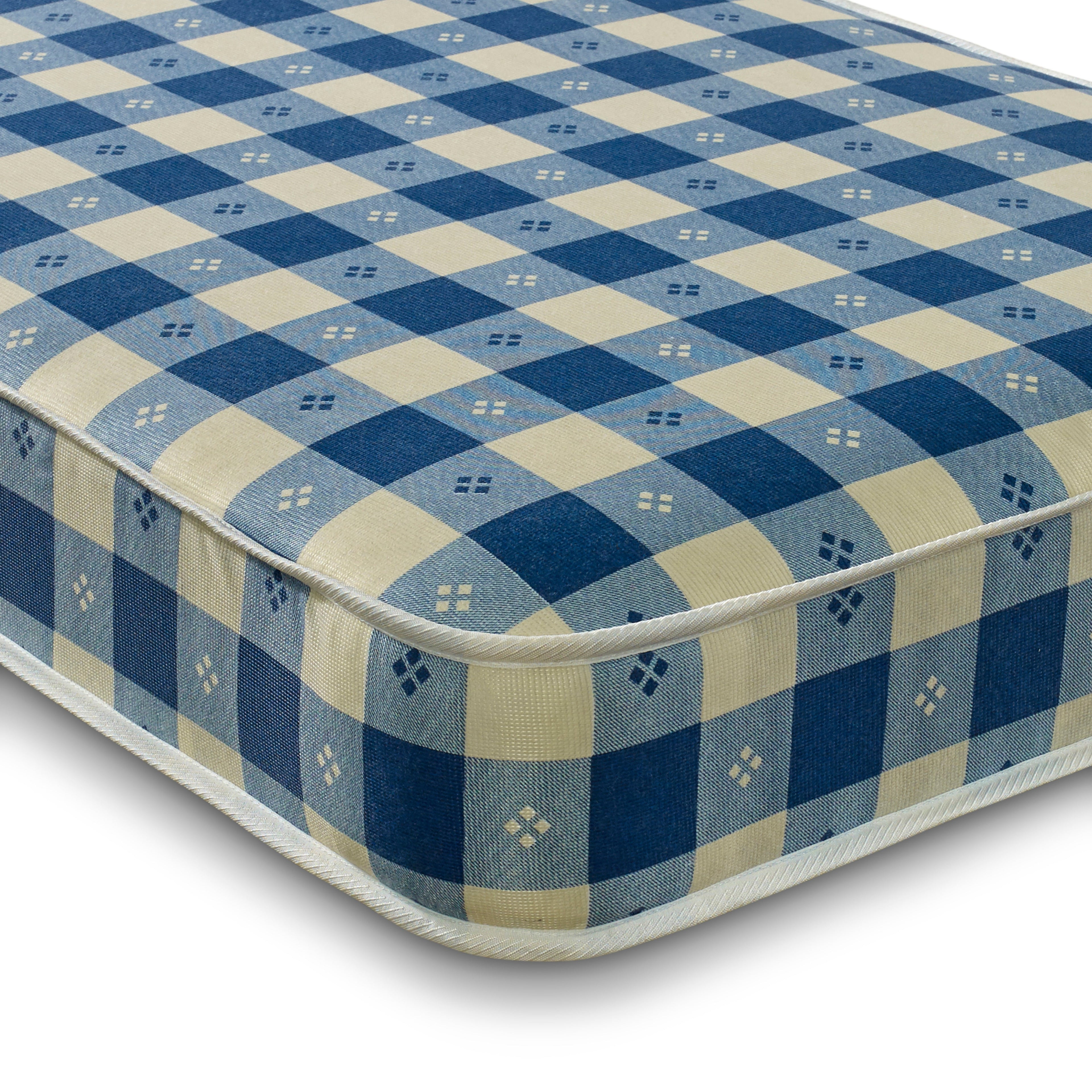 6.5" Deep Checked Print Luxury Budget Kids Spring Mattress - European Single (90cm by 200cm)