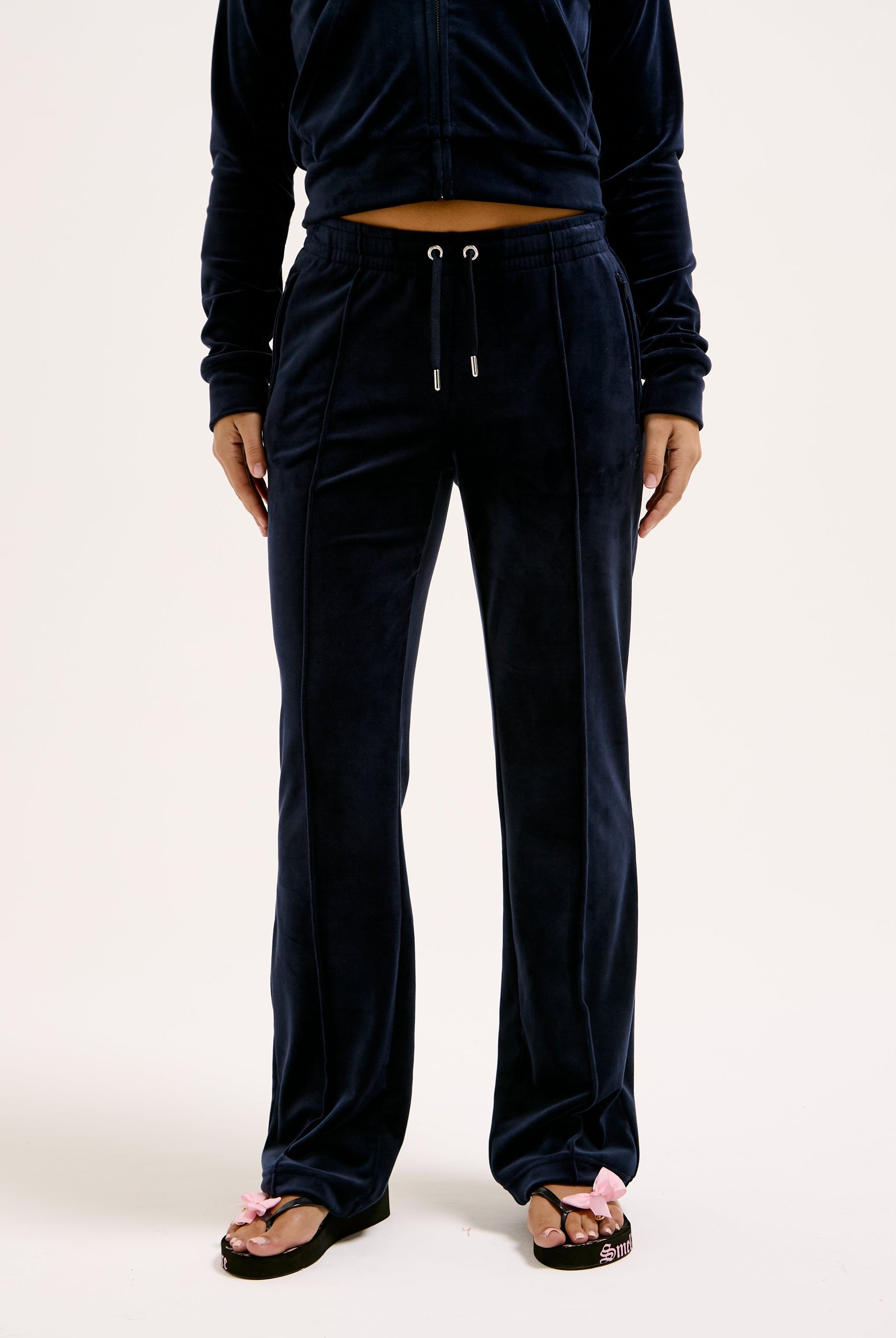 NIGHT SKY VELOUR DIAMANTÉ TRACKSUIT BOTTOM - XXS / Navy