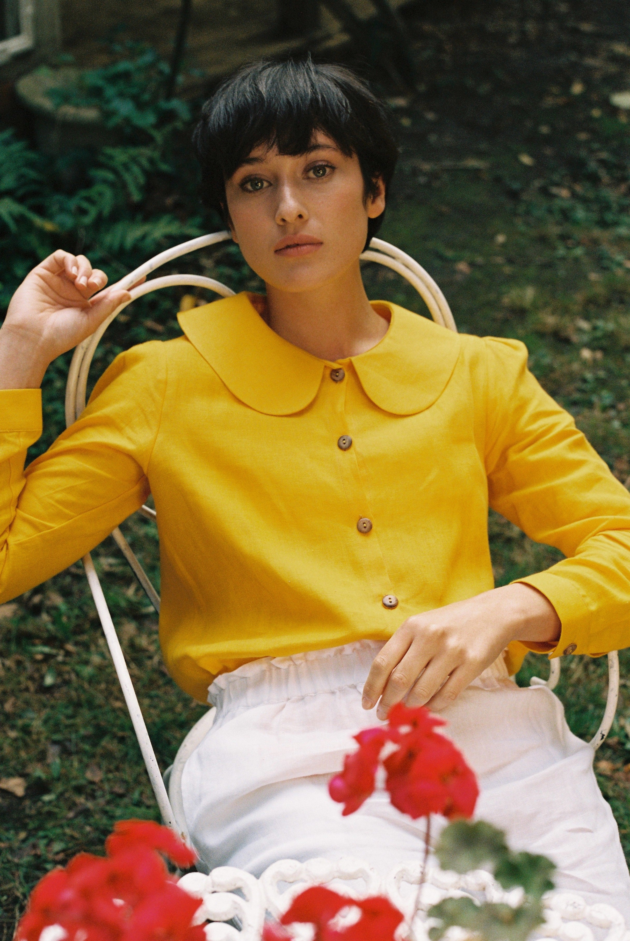 Claudine Linen Blouse  - Marigold - Marigold / L