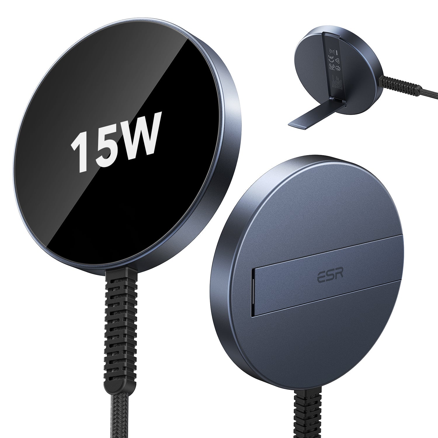 Magnetic Charging Pad (15W, Kickstand) - Dark Blue - Dark Blue