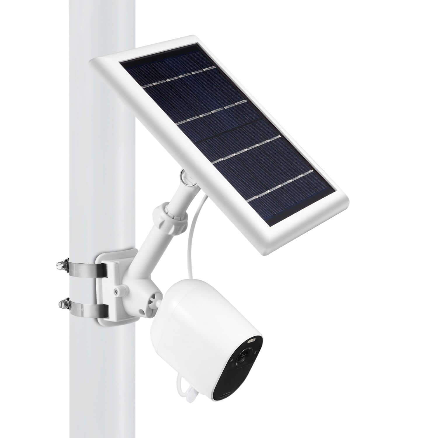 Wasserstein 2-in-1 Universal Pole Mount for Camera & Solar Panel | Wyze, Blink, Ring, Arlo, & Eufy Cams - white