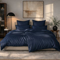 Mako-Satin Bettwäsche Set - Dunkelblau / 240x220 +  2x 80x80 cm
