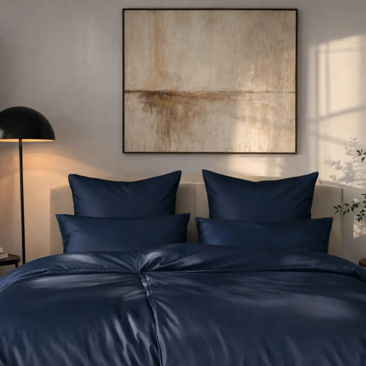 Mako-Satin Kissenbezug 40x80 cm - 2 Stk - Dunkelblau